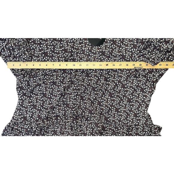 NWT Storia Blue & Brown Floral Lined Long Sleeve Ruffled Mini Dress Medium - Picture 3 of 6